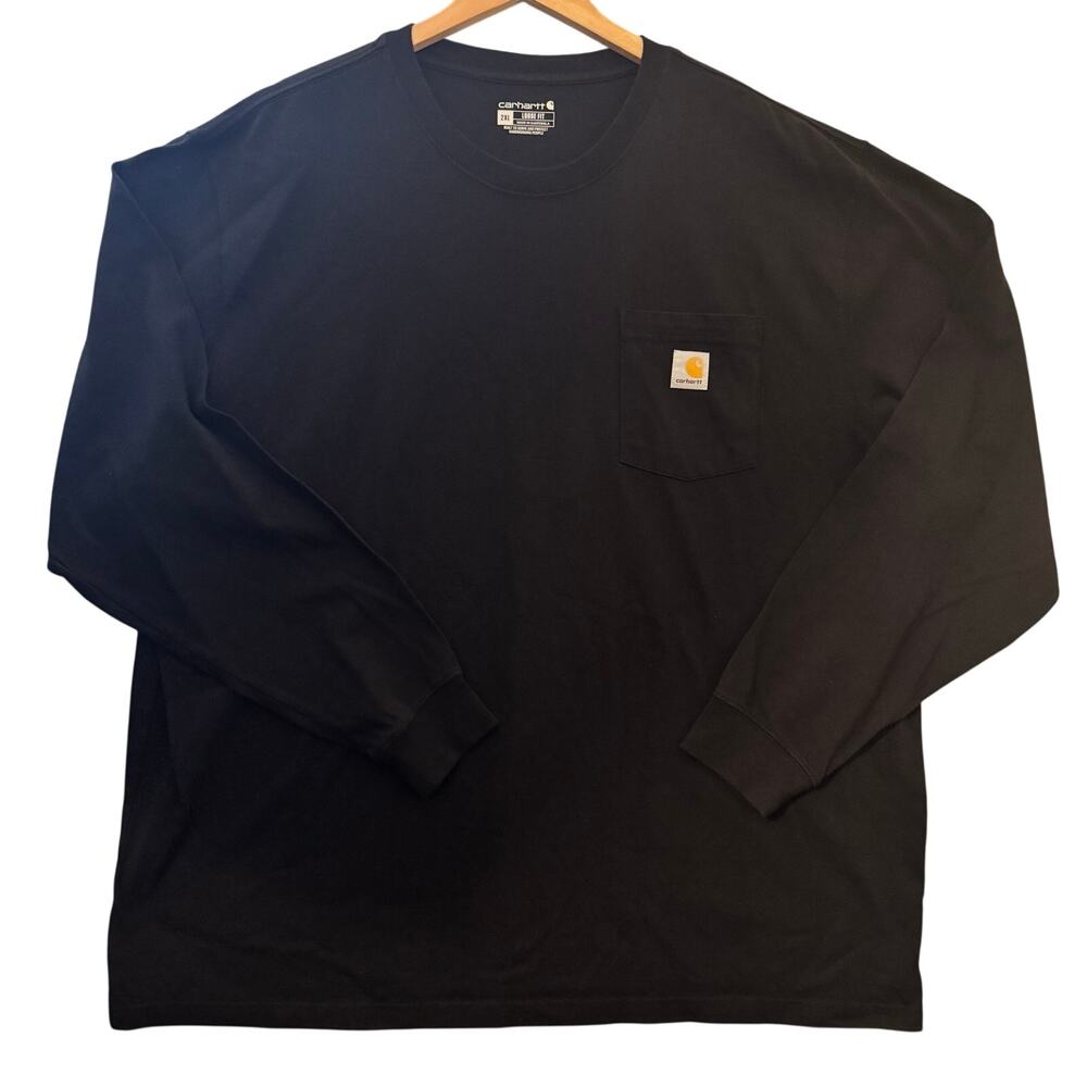 Carhartt Long Sleeve Shirt Mens 2XL Black Loose Fit Streetwear Logo Work Cotton
